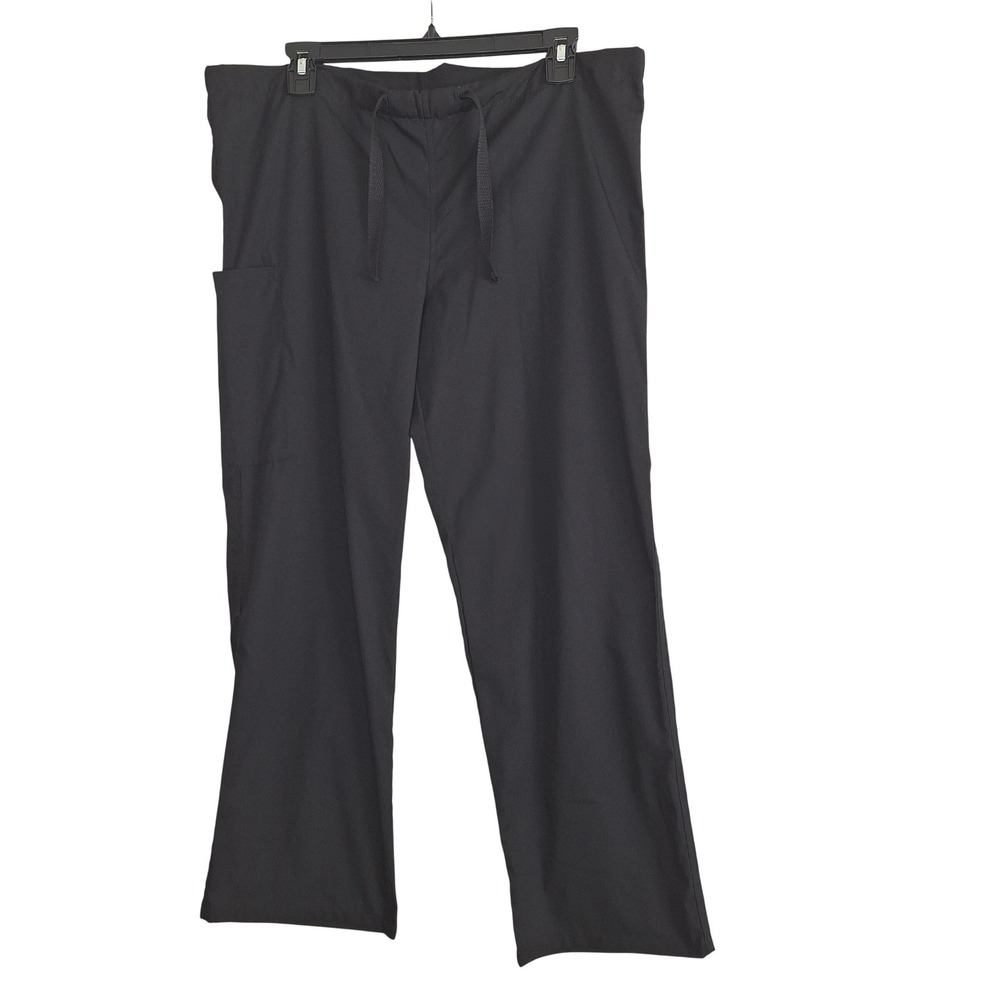 Fundamentals Black Scrub Pants XSSH Drawstring Cargo Medical Uniform Pockets
